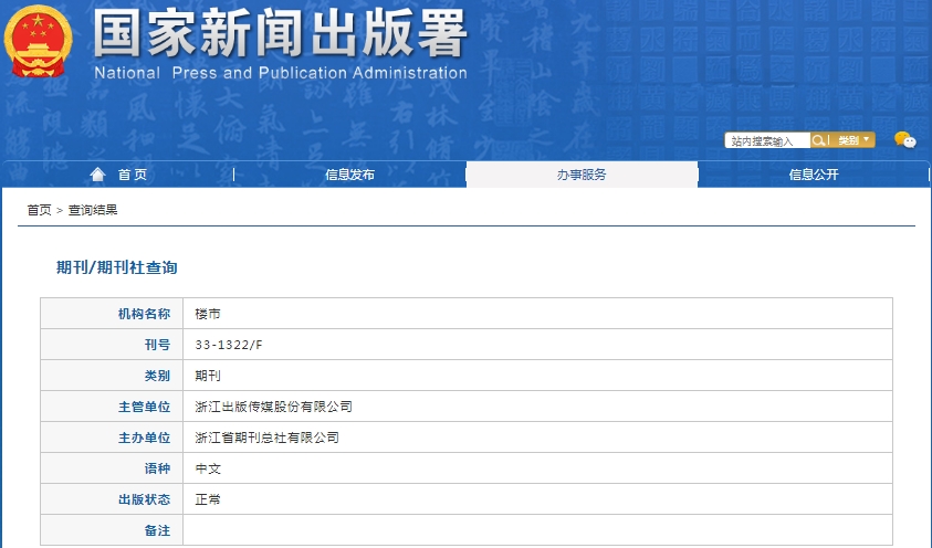 楼市杂志备案信息