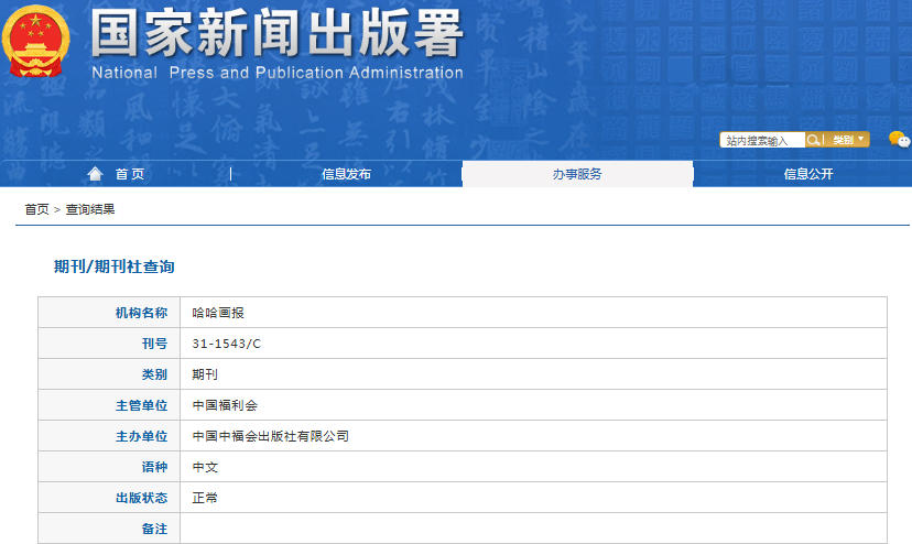 哈哈画报杂志备案信息