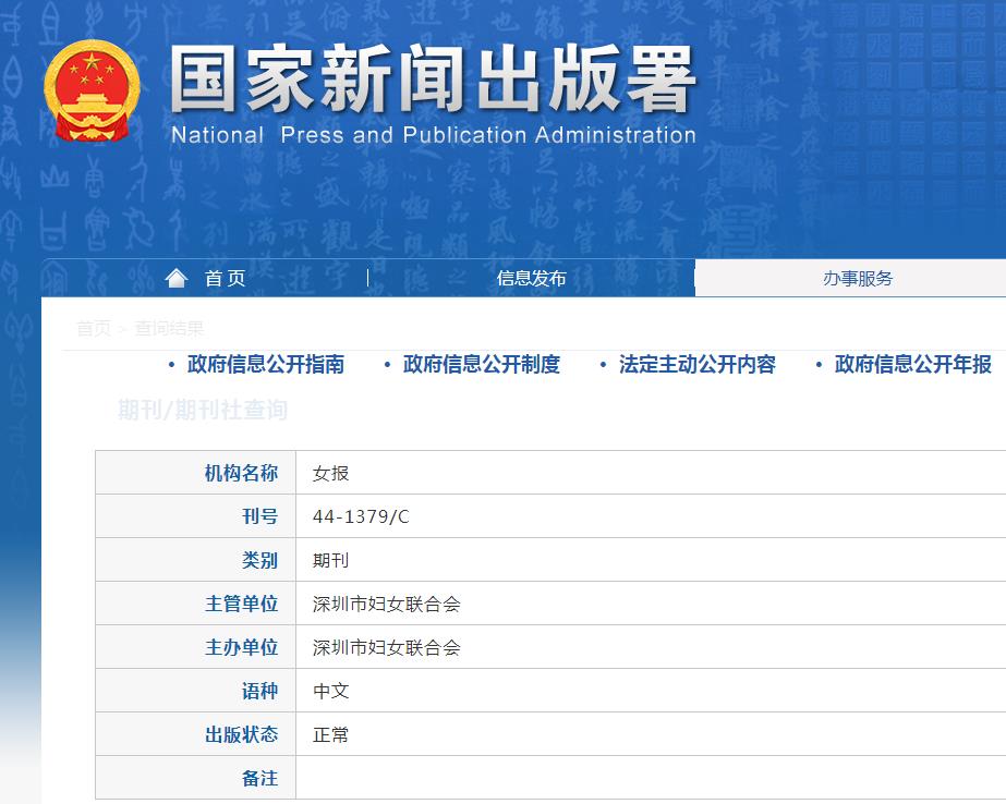 女报杂志备案信息