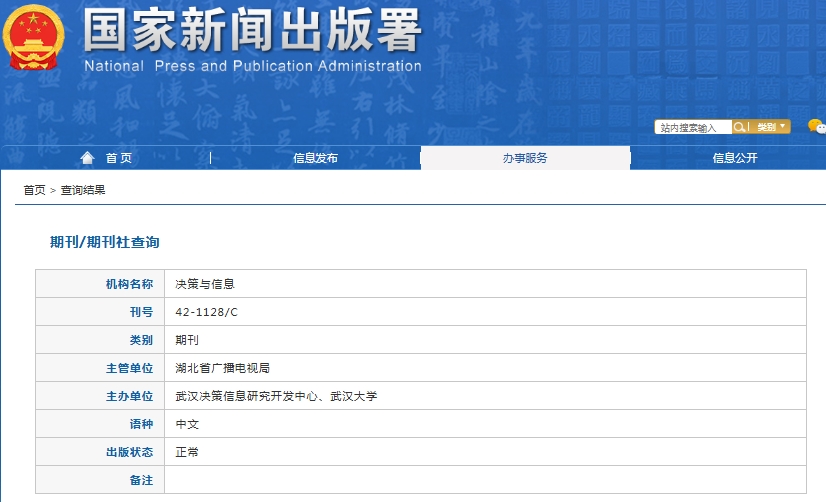 决策与信息杂志备案信息