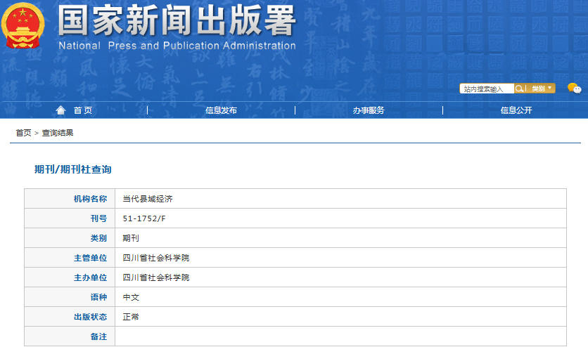 当代县域经济杂志备案信息