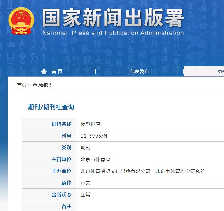模型世界杂志备案信息